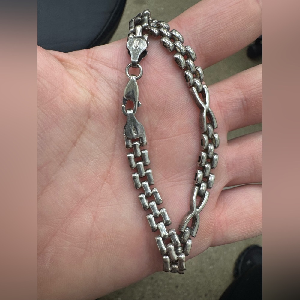 Classic Silver-Tone Double Link Bracelet - Women's Jewelry